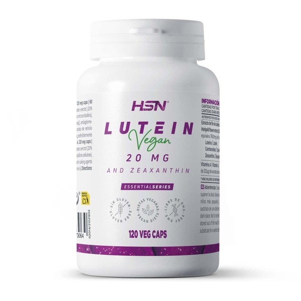HSN Lutein 20 mg 2 Month Supply with Zeaxanthin 25:1 Extract of Tagetes Erecta Flowers Antioxidant + Eye Health Vegan, Gluten Free, Lactose Free, 120 Veggie Capsules