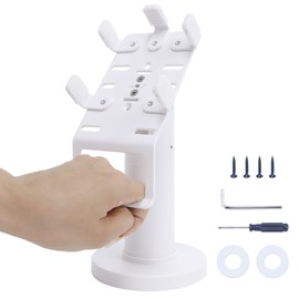 CRIZISTON Universal Square POS Machine Terminal Stand, Adjustable Square Credit Card Reader POS Stand, 7" Tall Swivel and Tilt Terminal Holder with Complete Kit, Screw-in and Adhesive, White