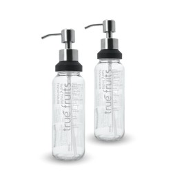 Soap Dispenser Attachment Set for 250 ml True Fruits Bottle Silver/Black Stainless Steel Upcycling - Pack of 2