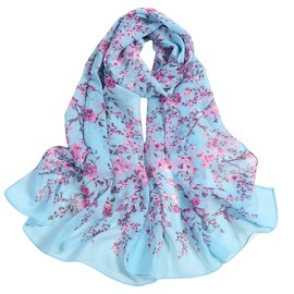 FAIRYGATE Seiden Tuch im Flower Muster Design Hochwertiger Schal für Damen Mädchen luftiges Halstuch Seidentuch Seidenschal weiche elegante Chiffon Stola Frühling Sommer Herbst Winter A4406