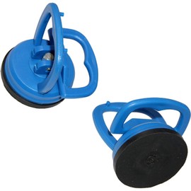 2x Mini Suction Lifter Set Suction Cup Diameter 55 mm Small One-Handed Suction Lifter eg for Mirrors Tiles etc Blue