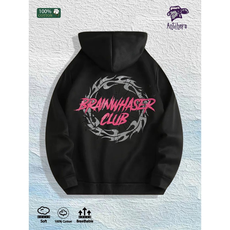 Brainwasher Club Graphic Hoodie 100% Cotton US Warehouse 7 ColorsColor: