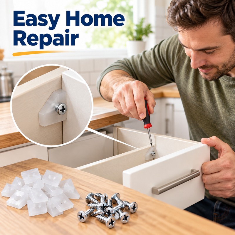 20/40/60/80/100pcs Drawer Wedge Supports with Screws – Plastic Bottom Support
