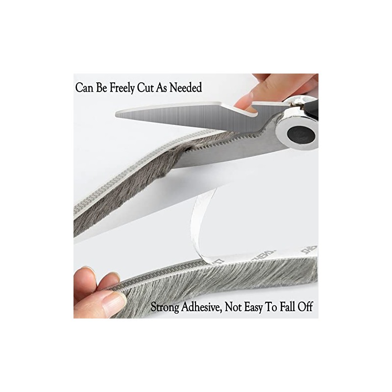 Grey Window Weather Seal Strip, Weather Stripping Brush for Sliding