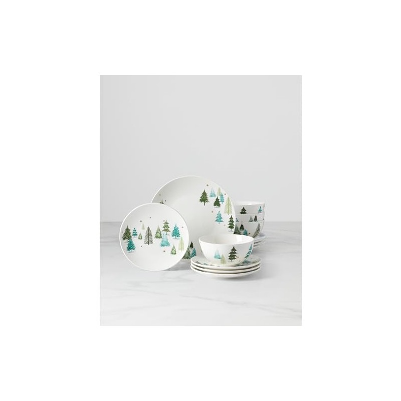 Lenox 893565 Balsam Lane 12-Piece Dinnerware Set Green