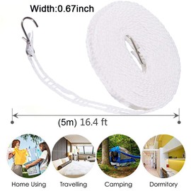 Foshine Clothesline 5m 1.64ft Length 2 Pack Camping Red White Clothes Drying Rope Portable Windproof Travel for Indoor Outdoor Laundry