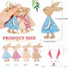 XULIN 4 Pcs Easter Wooden Bunny Hanging Ornaments - Rabbit