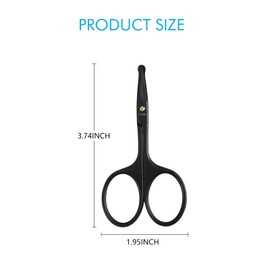 LIVINGO 9CM Premium Nose Hair Scissors, Curved Safety Blades with Rounded Tip for Trimming Small Details Facial Hair, Ear Hair, Eyebrow (Black)