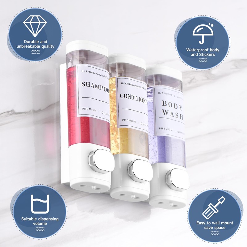 Shower Soap Dispenser Wall Mounted No Drill Shampoo Dispenser for