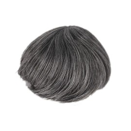 Thin Skin Grey Hair Toupee For Men Natural Black Mixed 40% Gray HairPiece (1B40)