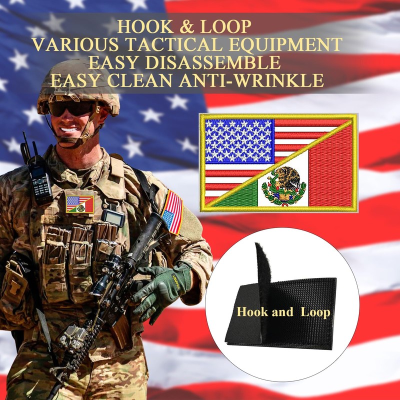 EmWoot 2PCS American Mexican Flag Patch Embroidered Morale Patch Military