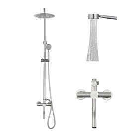 Foroute Shower Faucet - Shower Faucets Sets Complete, Shower System - Outdoor Shower Kit/Outdoor Shower Enclosure/Outdoor Shower Fixtures W/ SS304 Shower Head & Handheld High Pressure, Brushed Nickel