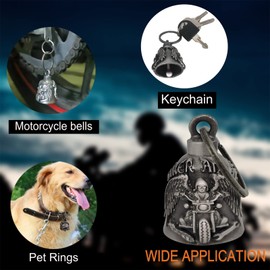 【2Pack】Motorcycle Bells for Biker Guardian Riding Bells with Hanger Motorcycle Accessory or Keychain for Good Luck (Biker Angel)