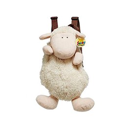 Euro Souvenirs Plush Sheep Plush Backpack 33 cm with Adjustable Back Straps White, beige