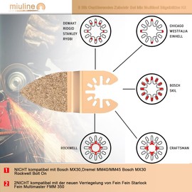 Oscillating Accessory Set Mix Multitool Saw Blades Kit Multifunctional Tool for Plastic/Wood/Soft Metal Cutting for Multimaster, 8 Pieces