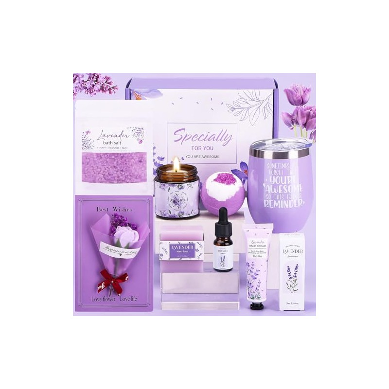 Regalos de Cumpleaños para Mujeres, Set de baño de lavanda