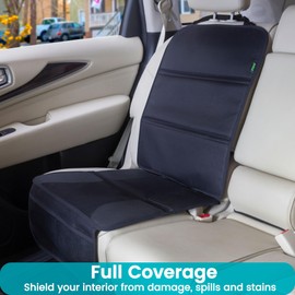 PIDO Car Seat Protector, 2 Pack Seat Protector Under Baby Car Seat with Thick Padding and Non-Slip Back, Waterproof Carseat Protection Cover Pad for Vehicle Leather Upholstery, Black