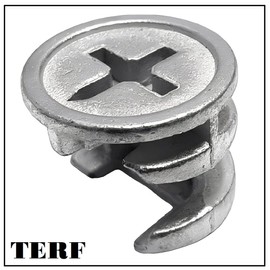 TERF® 15mm X 12mm Cam fixing Lock Nuts Flat Pack Furniture 15mm X 12mm Wood Insert Cam Lock Nut for Wood Timber Furniture Carpenter DIY and Many Project - Pack of 10