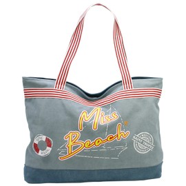 Miss Beach - Beach Bag XL Beach Bag - Large Sauna Bag - Gym Holiday Leisure Sports Bag - Swimming Bag Maritime - Shopper, Denim blue - 40 litres