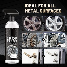 OJJ 2026 New 2Pcs Iron Eraser Rust Remover Spray, Eraser Iron and Rust Remover for Car Wheels and Paint, Fast Acting Rust and Brake Dust Remover, Professional Automotive Surface Cleaning