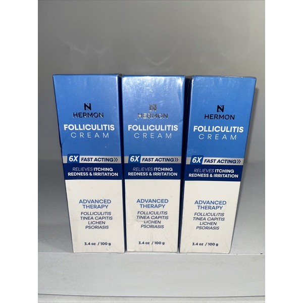 Unbranded 3 Sealed Follicultis Cream, Psoriasis, Tinea, Itching, Redness, Irritation