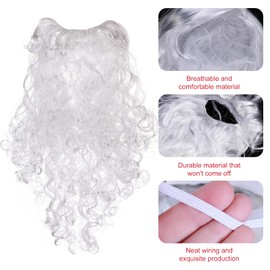 KARELLS Santa Beard, Funny Santa Beard, Santa Beard for Christmas Performance Beard, Santa Beard Costume White Art Beard, Wig for Fancy Dress as Santa Claus, Christmas Party