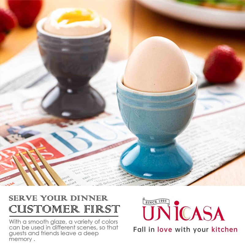 UNICASA Ceramic Egg Cups, Porcelain Colorful Egg Cup Set of
