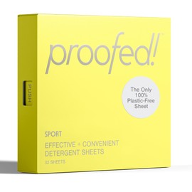 Proofed! Laundry Detergent Sheets, 32 Count, Sport Scent, The Only 100% Plastic-Free Sheet, No PVA or PVOH, Hypoallergenic, Bio-Based Ingredients, Made in USA, 1 Box