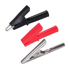 Cleqee 4pcs Insulated Crocodile Clips 4mm Socket Banana Jack Copper Test Clamp Wire Clips Alligator Clips 30A