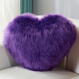 CINY Throw Pillow Cushion Plush Cushion Heart Shaped Fluffy Soft Decorative Pillow Washable Warm & Cosy Home Decoration Gift For Girls Valentine Day for Living Room Sofa 40 x 50 cm purple