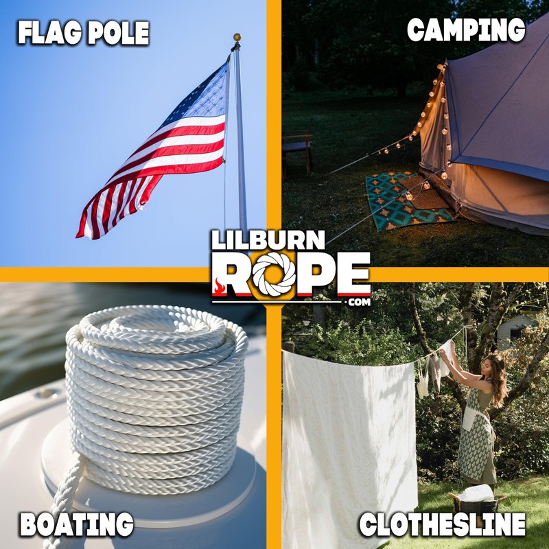 LILBURN ROPE CO. Diamond Braid Nylon Lightweight White Rope -