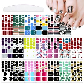 YECIRALA 20 Sheets 440 Pcs Multiple Designs Toenail Stickers for Women Nail Art Wraps Toe Nail Stickers Full Nail Wraps Gel Toe Nail Polish Strips Toenails Wraps Stick On Nail Polish Stickers Kit