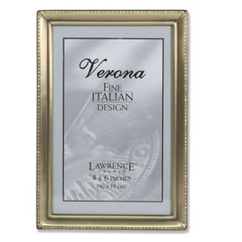 Lawrence Frames Antique Brass 4x6 Picture Frame - Bead Border Design