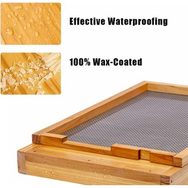 Beehive Screened Bottom Board Dipped in 100% Beeswax,Langstroth 10 Frame Bee Hive Base with Entrance Reducer