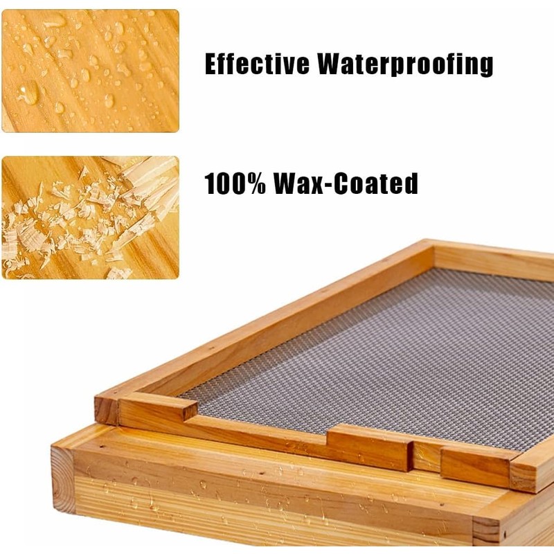Beehive Screened Bottom Board Dipped in 100% Beeswax,Langstroth 10 Frame