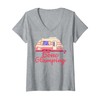 Womens Gone Glamping Nature Camping Trip Campfire Glamper V-Neck T-Shirt
