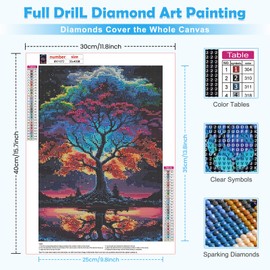 MOGTAA Tree of Life Diamond Art Kits for Adults, DIY 5D Landscape Diamond Painting Kits for Adults Beginners, Full Round Drill Diamond Dots Crystal Art for Home Decor 30x40 cm