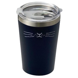Nnma NN-1603 Thermo Tumbler, Cat with Lid, Heat Retention, Cold Insulation, Stainless Steel, Vacuum Insulated, Double Walled Design, Cup Holder, 12.5 fl oz (370 ml), Navy, Convenience Store Cup,