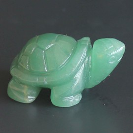 1.5'' Hand Carved Gemstone Crystal Quartz Turtle Animal Figurine Animal Carving (Green Aventurine), 42mm