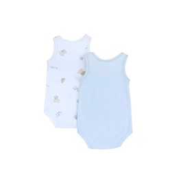 Chicco Unisex Newborn Sleeveless Bodysuit with Practical Shoulder Opening Italian Design Pyjamas, azure blue, 0 Months