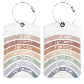 LARTSFRO I Am Kind Smart Brave Inspirational Luggage Tags for Suitcases, Luggage Tag, Inspirational Gifts for Women, Back to School, Trendy Girly 2 Pack Travel Luggage Tag
