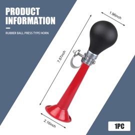 Bicycle Front/Mid-Pipe/Tail Air Horn with Squeeze Ball, 7.87" x 1.96" x 2.16" PVC + Alloy Safety Warning Mountain Bike Bell Bicycle Auxiliary Travel Horn Equipment (Red & Black)