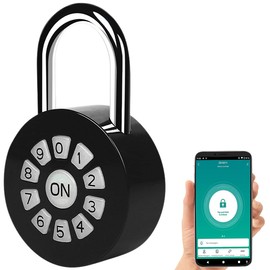 Xcase Metallvorhängeschloss: Metall-Vorhängeschloss mit Zahlencode und App, Bluetooth, IP65 (Schloss, Bluetooth, Kellerschloss Bluetooth, Türschloss Digital)