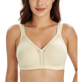 Lemorosy Women's Comfort Full Cup Unpadded Without Underwire Classic Bra, beige