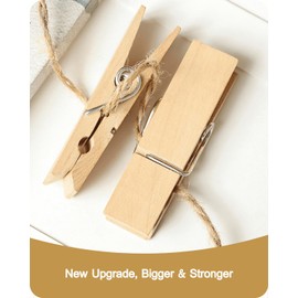 Clothes Pins Wooden Clothespins, 15 PCS Sturdy and Heavy Duty Natural Wood Clips for Hanging Clothes Photo Pictures Crafts Small Classroom Decorative Cheer Pins Jumbo Laundry Pegs