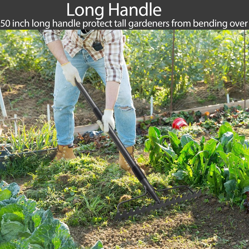 Bow Rakes for Lawns, 17 Prongs 17" Wide Heavy Duty