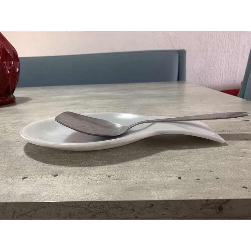 Posacucharas, Soporte para cucharas de cocina de Mármol natural, Blanco