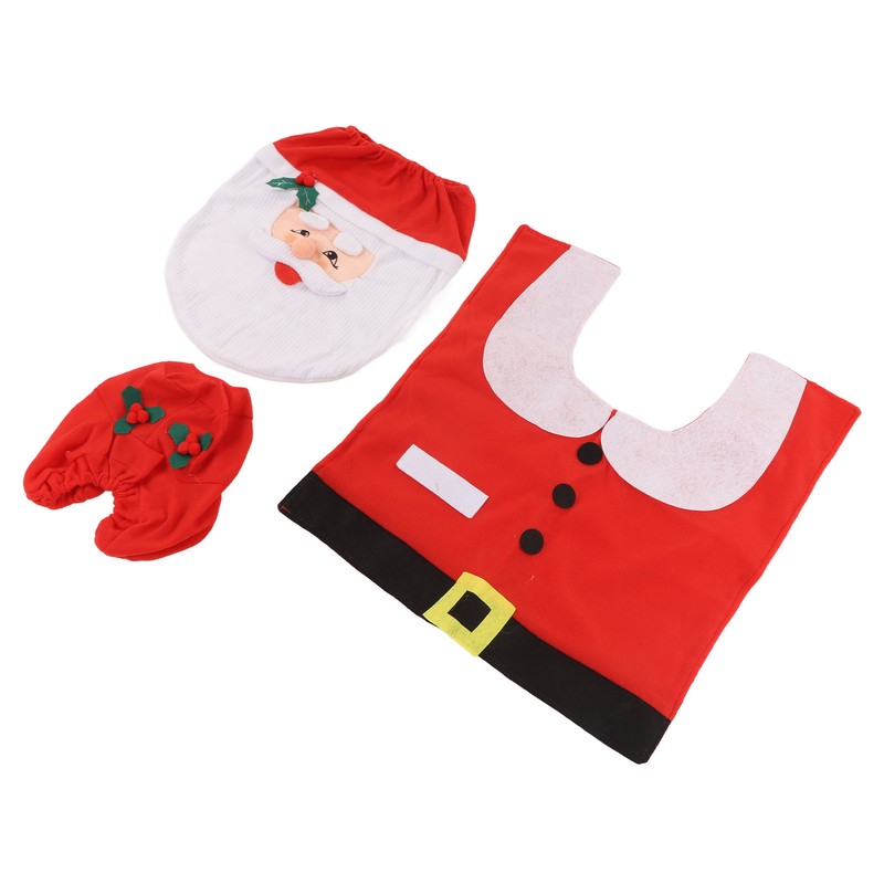 3Pcs Santa Toilet Seat Cover Rug Water And Tank Cover