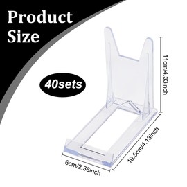 DELORIGIN 40 Packs Acrylic Plate Stand Adjustable Display Holder Mini Plastic Book Display Stand Clear Easels Stands for Displaying Plate Picture Books Album Home Office Decor 4.1" H X 2.3" W