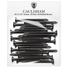 Cauldham Oil Rubbed Bronze Wood Screws #9 x 2-1/4 Inch for Door Hinges - 25 Pack